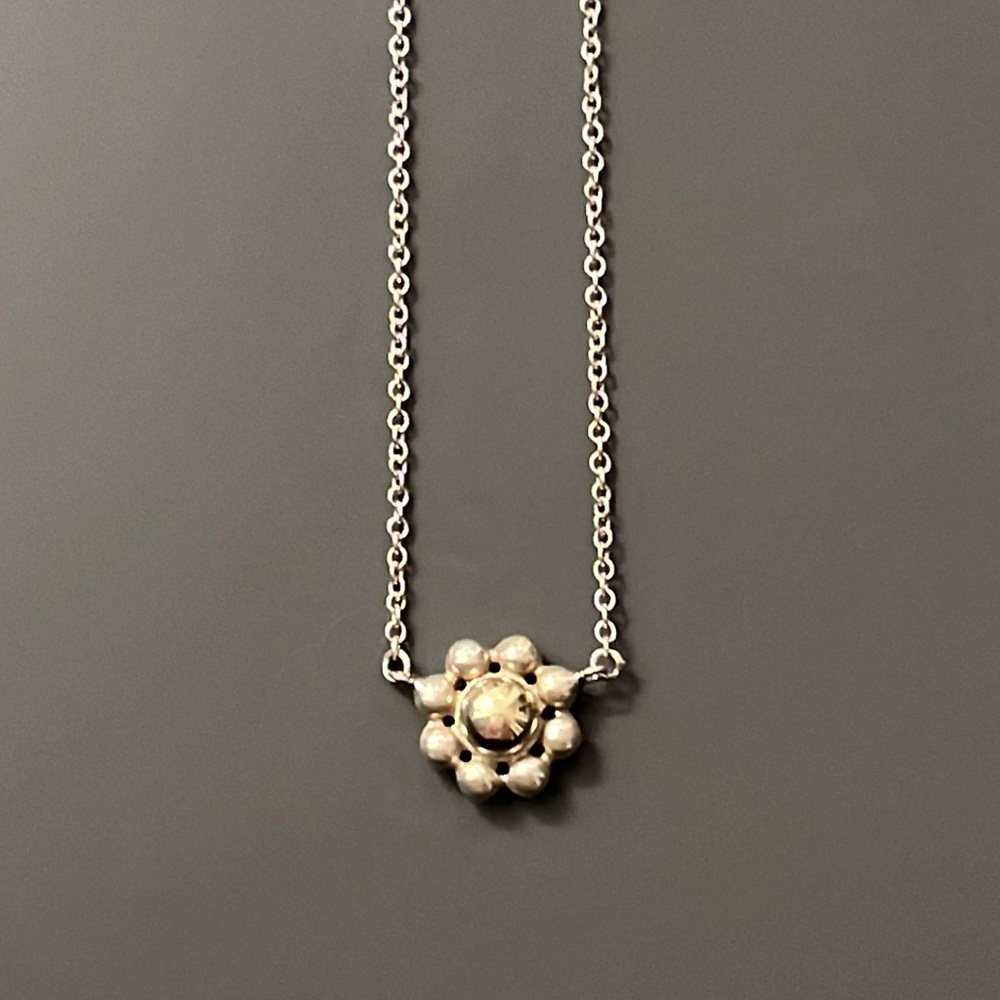 Tiffany Silver Flower Necklace- gold tone and sterling silver